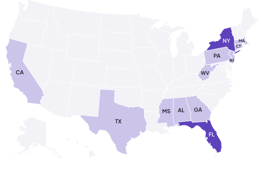 Licensed states map